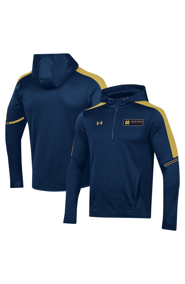 Under Armour Men's Under Armour Navy Notre Dame Fighting Irish 2023 Sideline Quarter-Zip Hoodie, Alternate, color, 