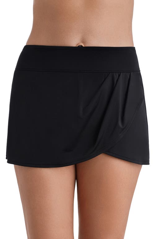 Shapesolver Tulip Wrap Hispter Swim Skirt In Black