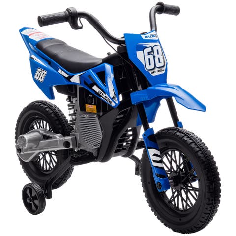 Kids Electric Motorcycle, 12V, Twist Throttle, Training Wheels, Rear Suspension, Music