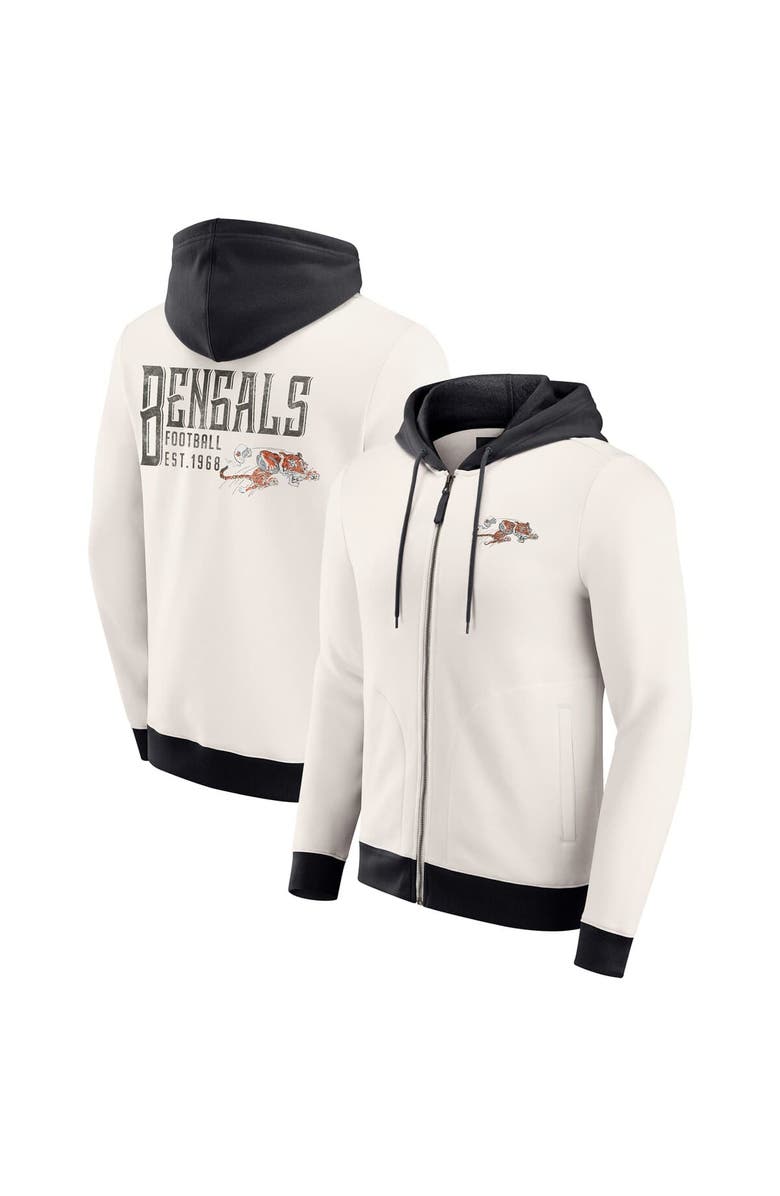 Darius Rucker Collection by Fanatics Men's Darius Rucker Collection by Fanatics Cream Cincinnati Bengals Distressed Graphics Full-Zip Hoodie, Main, color, Cream