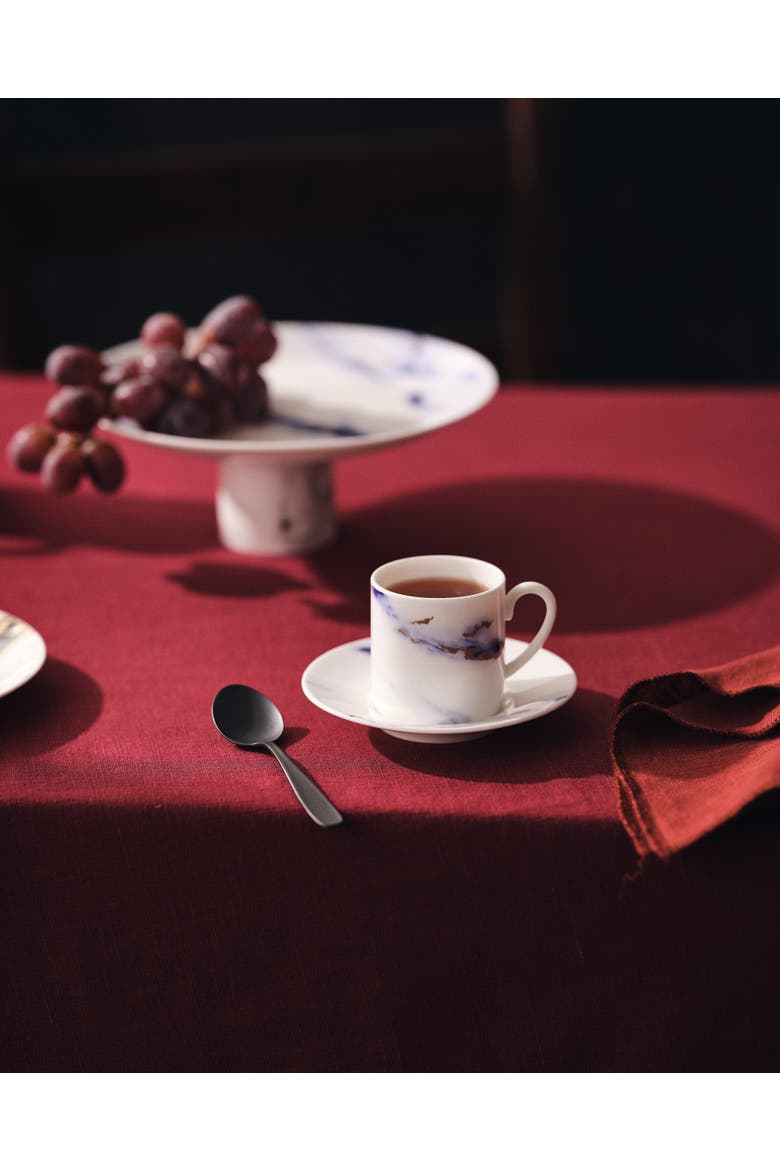 Marble Azure Espresso Cup & Saucer, Alternate, color, White