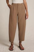 Lands' End Crepe High Rise Pleated Barrel Leg Ankle Pants