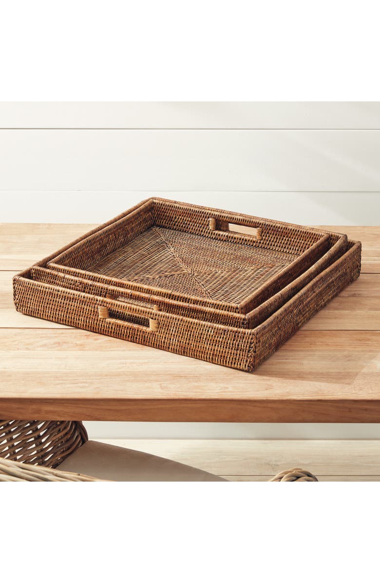 Napa Home & Garden Burma Rattan Ottoman Trays, Set Of 3, Alternate, color, Brown