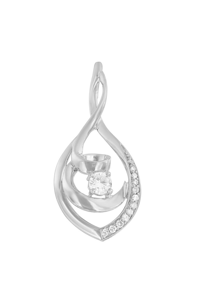 10K White Gold 1/4 Cttw Round Diamond Spiral Link 18" Pendant Necklace, Alternate, color, White