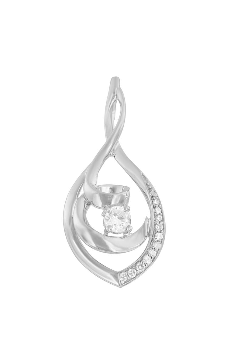 Haus of Brilliance 10K White Gold 1/4 Cttw Round Diamond Spiral Link 18" Pendant Necklace, Alternate, color, White