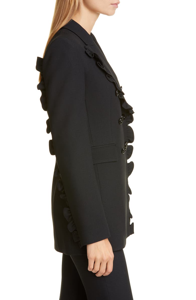 Michael Kors Collection Ruffle Double Breasted Blazer, Alternate, color, 
