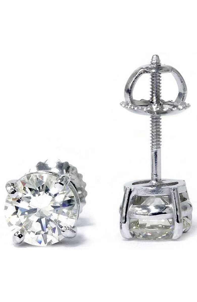 Bliss Diamond Platinum 2 Ct T.W. Certified Lab Grown Diamond Studs Screw Backs, Alternate, color, Platinum