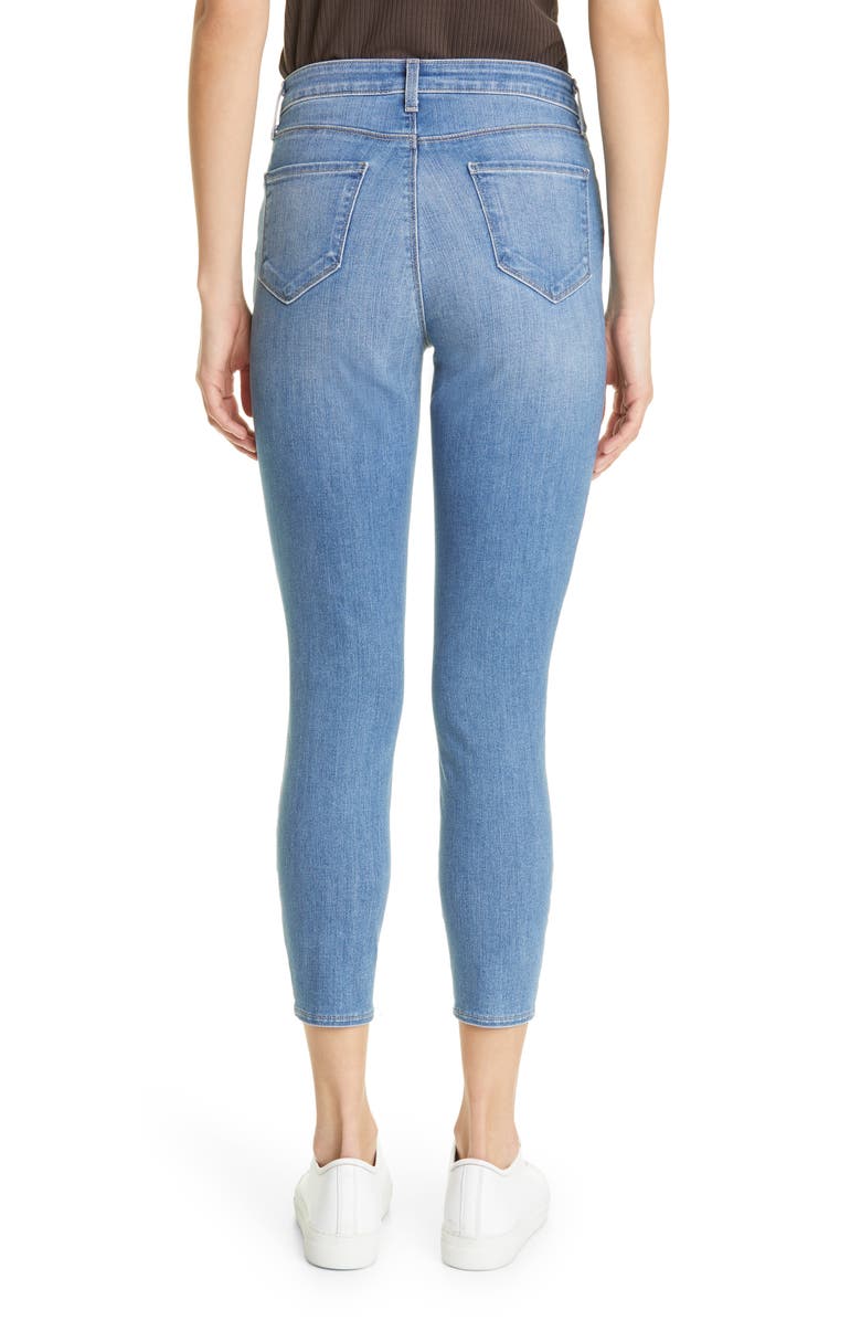 L'AGENCE Margot Ripped High Waist Crop Skinny Jeans, Alternate, color, Syracuse