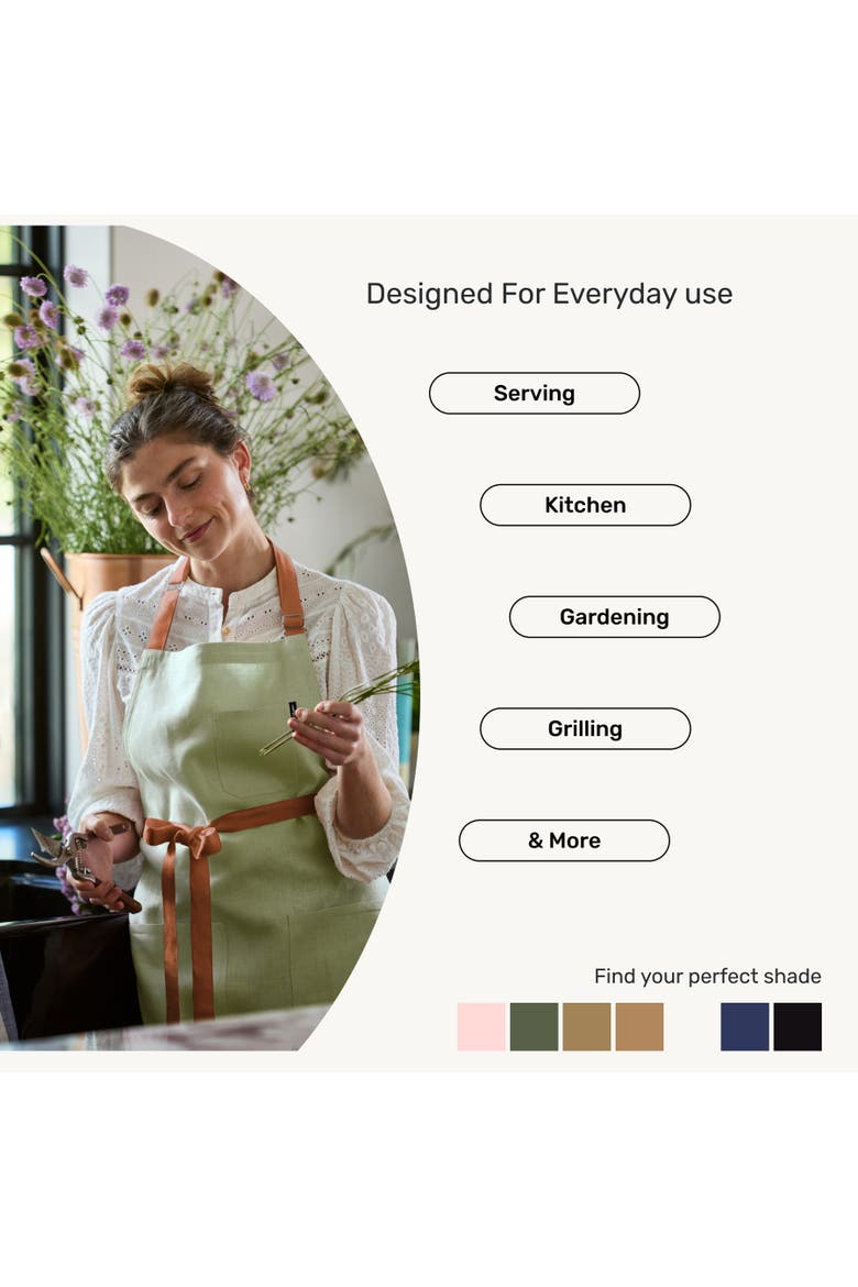Everyday Linen Apron, Alternate, color, Desert Green / Brown