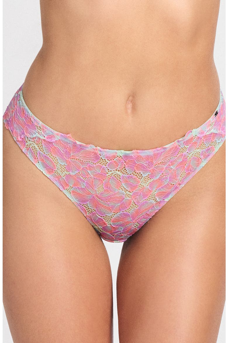 Sun Tide Floral Lace Cheeky Briefs, Main, color, SHY GREEN