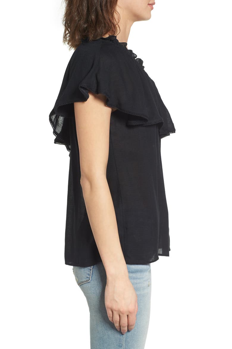 One-Shoulder Ruffle Top, Alternate, color, BLACK