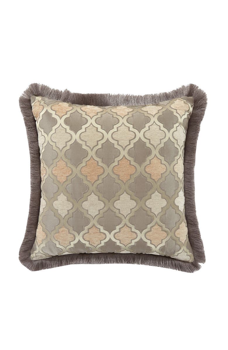 CHIC Sueann Chenille Geometric Scroll Design With Faux Silk Flange Border King Comforter Set - Beige - 9-Piece Set, Alternate, color, 