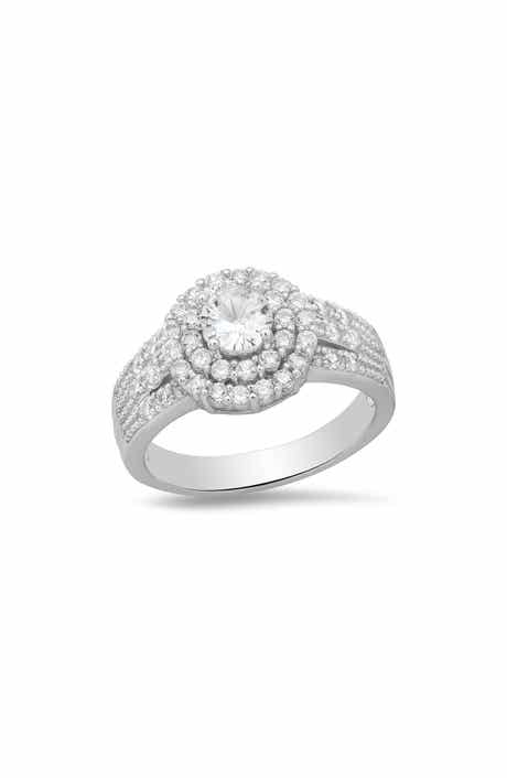 18k White Gold Plated Double Halo Ring