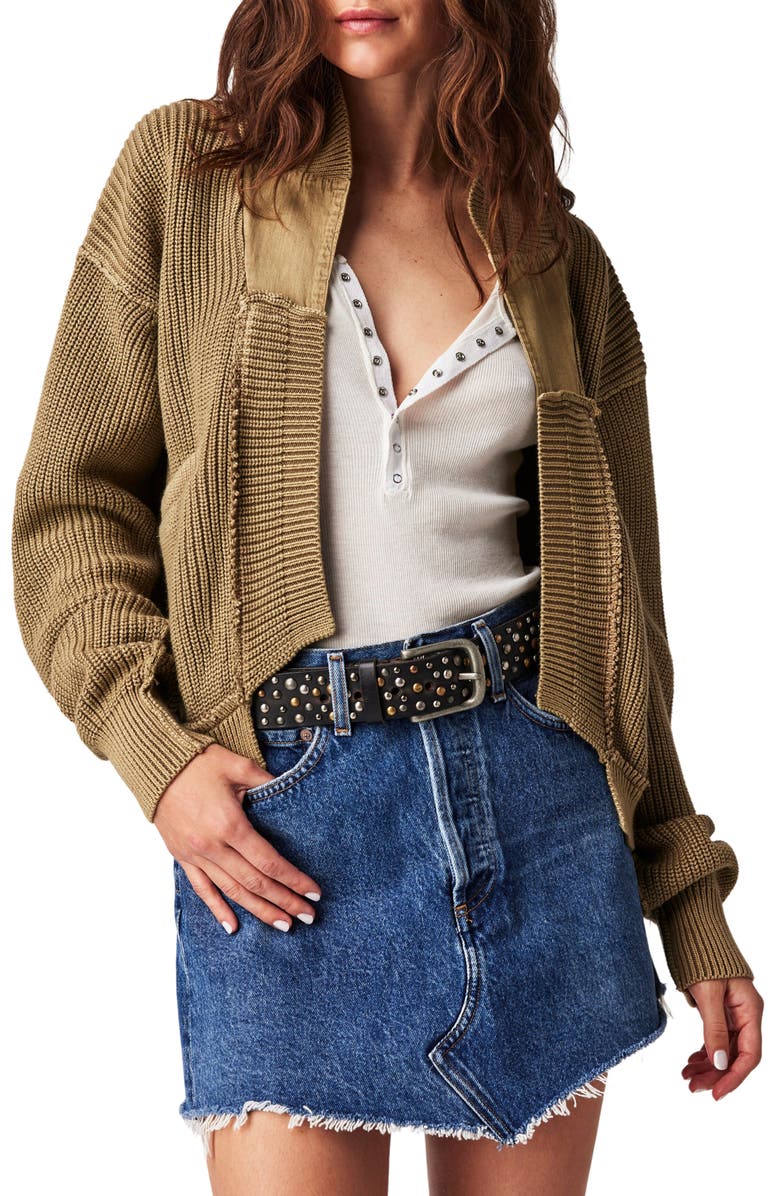 Free People Worn Thru Cotton Crop Cardigan, Main, color, 