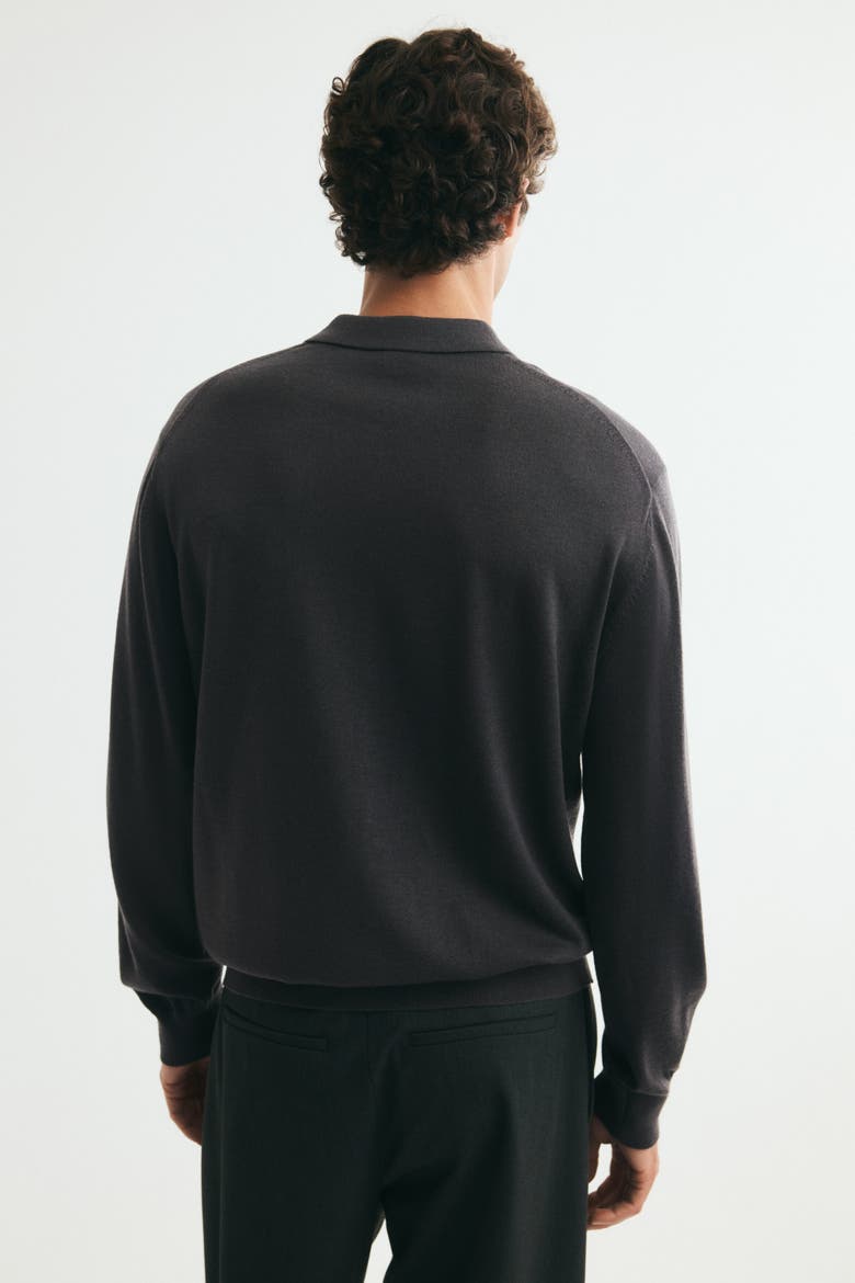 Regular-fit Merino Wool Half-zip Polo Shirt, Alternate, color, Dark gray