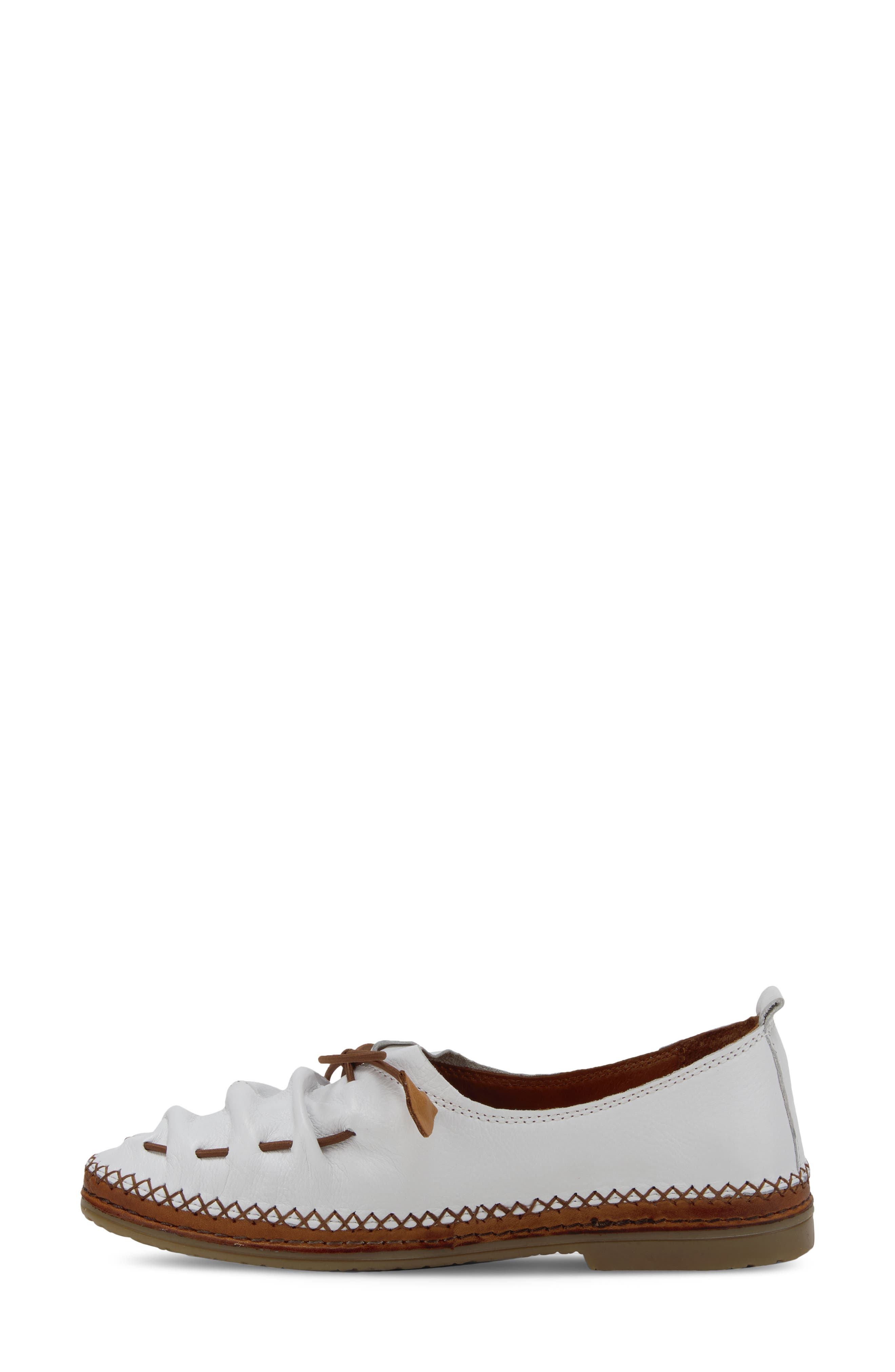 Spring Step Berna Flat, Alternate, color, White Leather