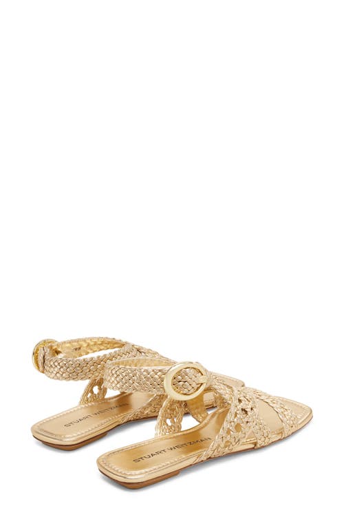 Stuart Weitzman Thea Metallic Braided Slingback Sandals In Golden