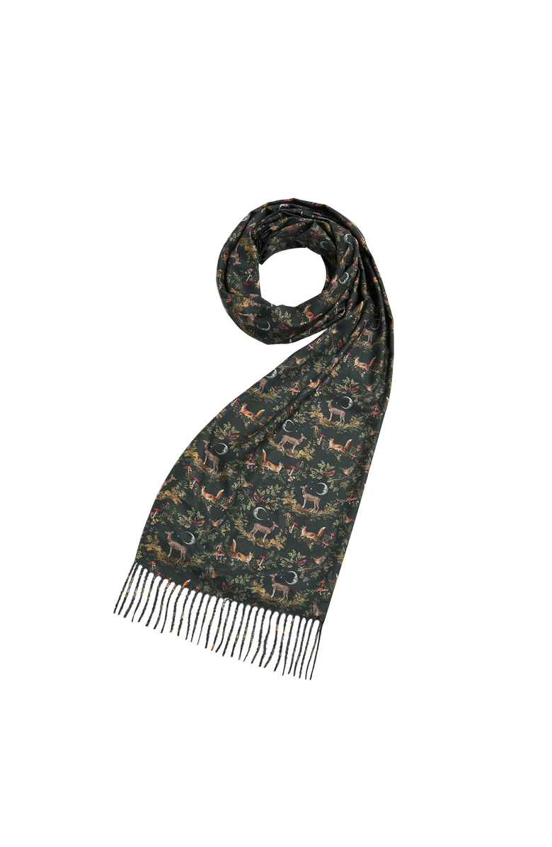 Fable England Into the Woods Green Tassel Scarf, Main, color, Woodland Green