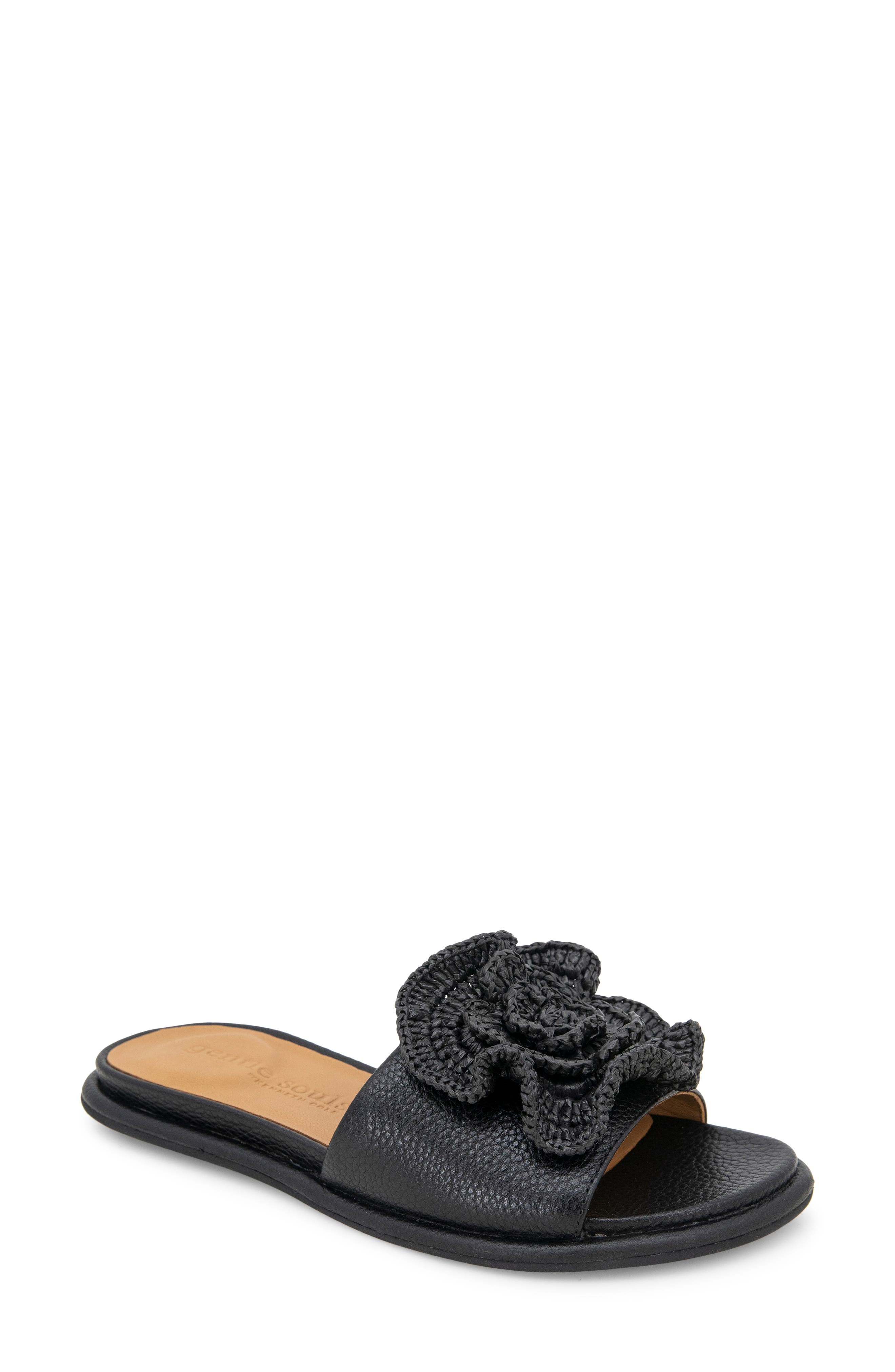Lucy Slide Sandal, Main, color, BLACK LEATHER