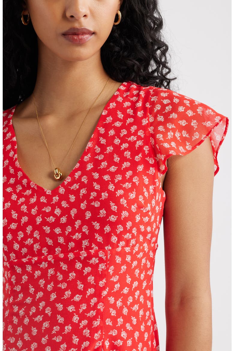 Floral Print Fit & Flare Minidress, Alternate, color, RED- IVORY BELLA ROSE