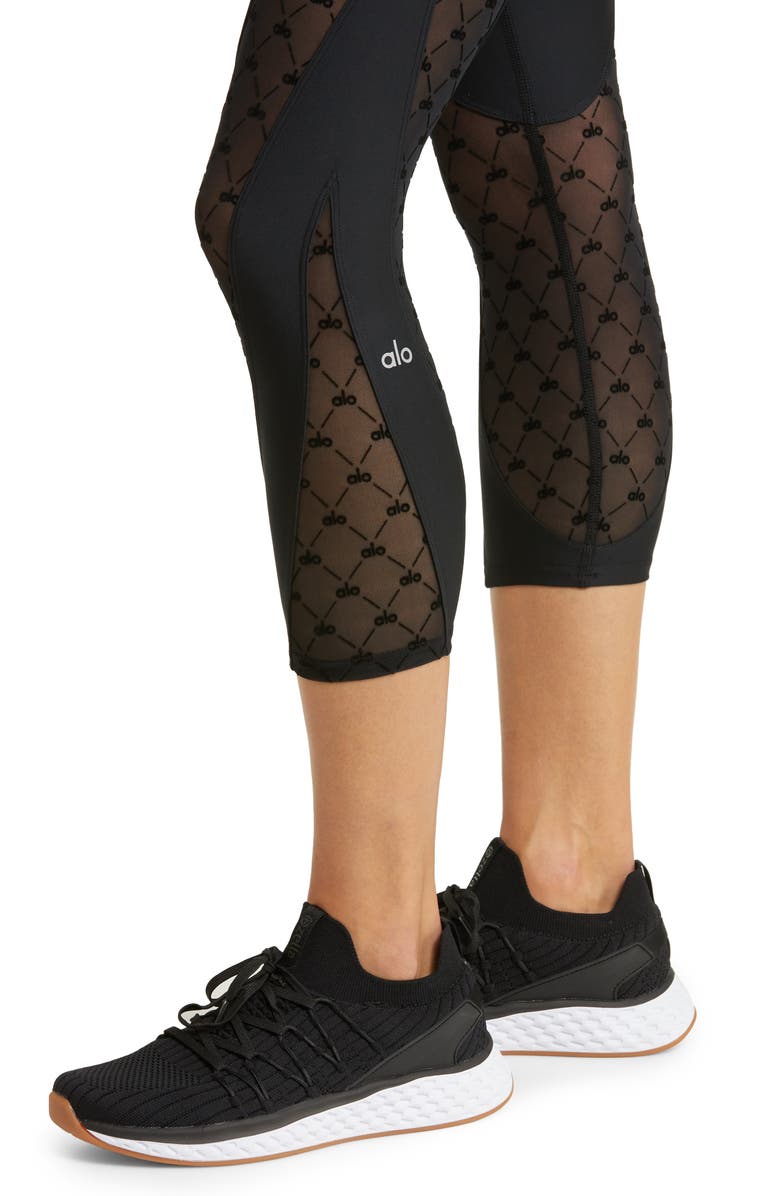 Alo Celeste Airlift Mesh High Waist Capri Leggings, Alternate, color, 