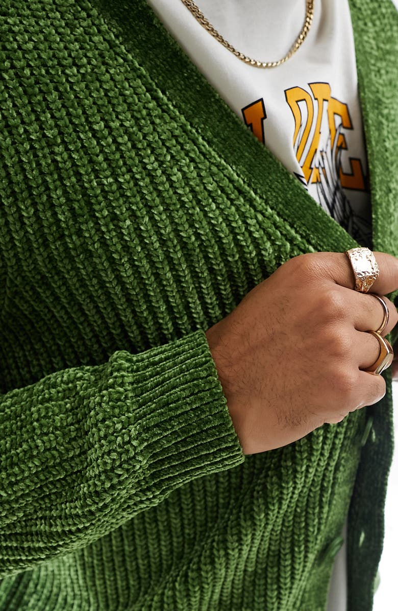 ASOS DESIGN Relaxed Chenille Cardigan, Alternate, color,