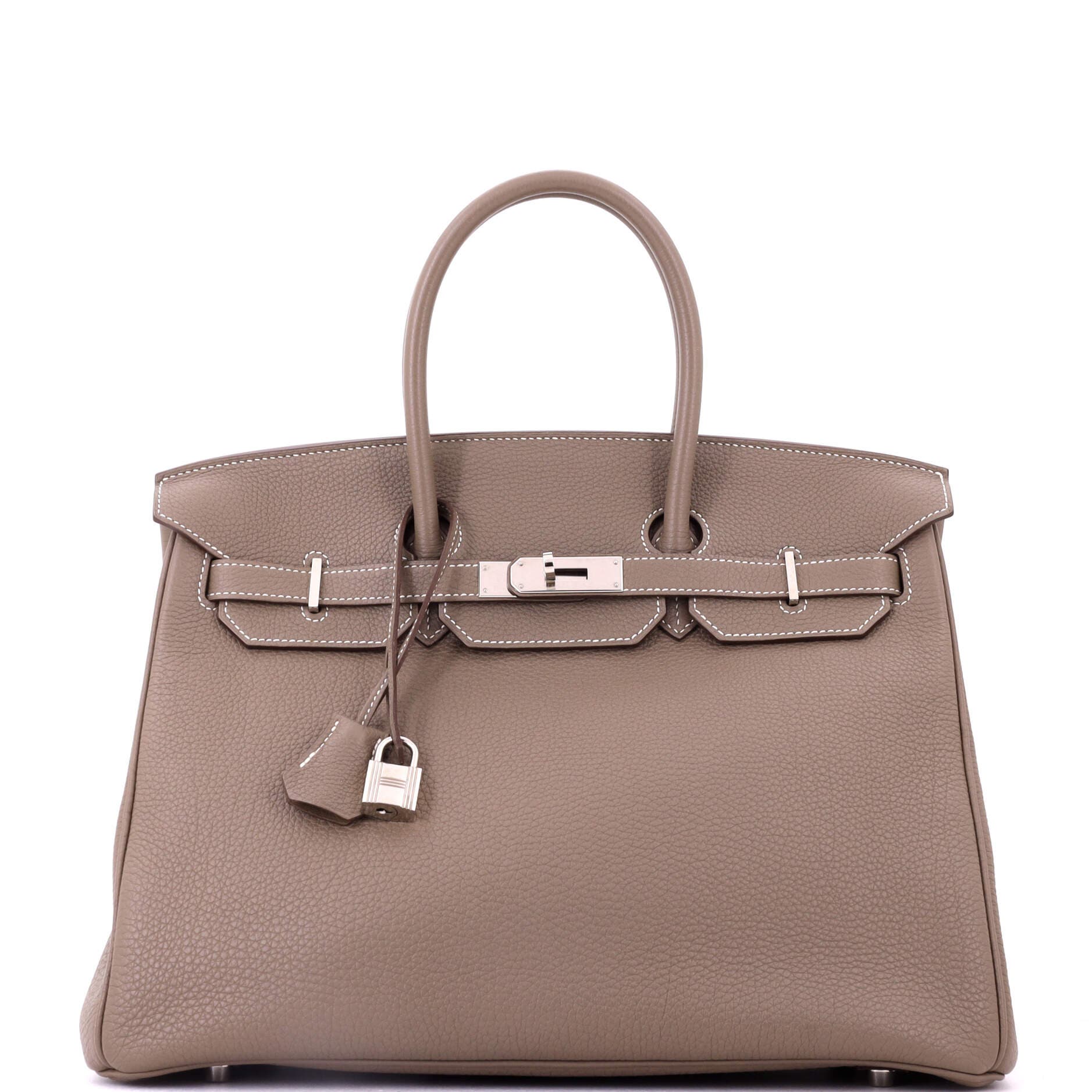 Pre-Owned Hermes Birkin Handbag Grey Togo with Palladium Hardware 35, Main, color, Etoupe
