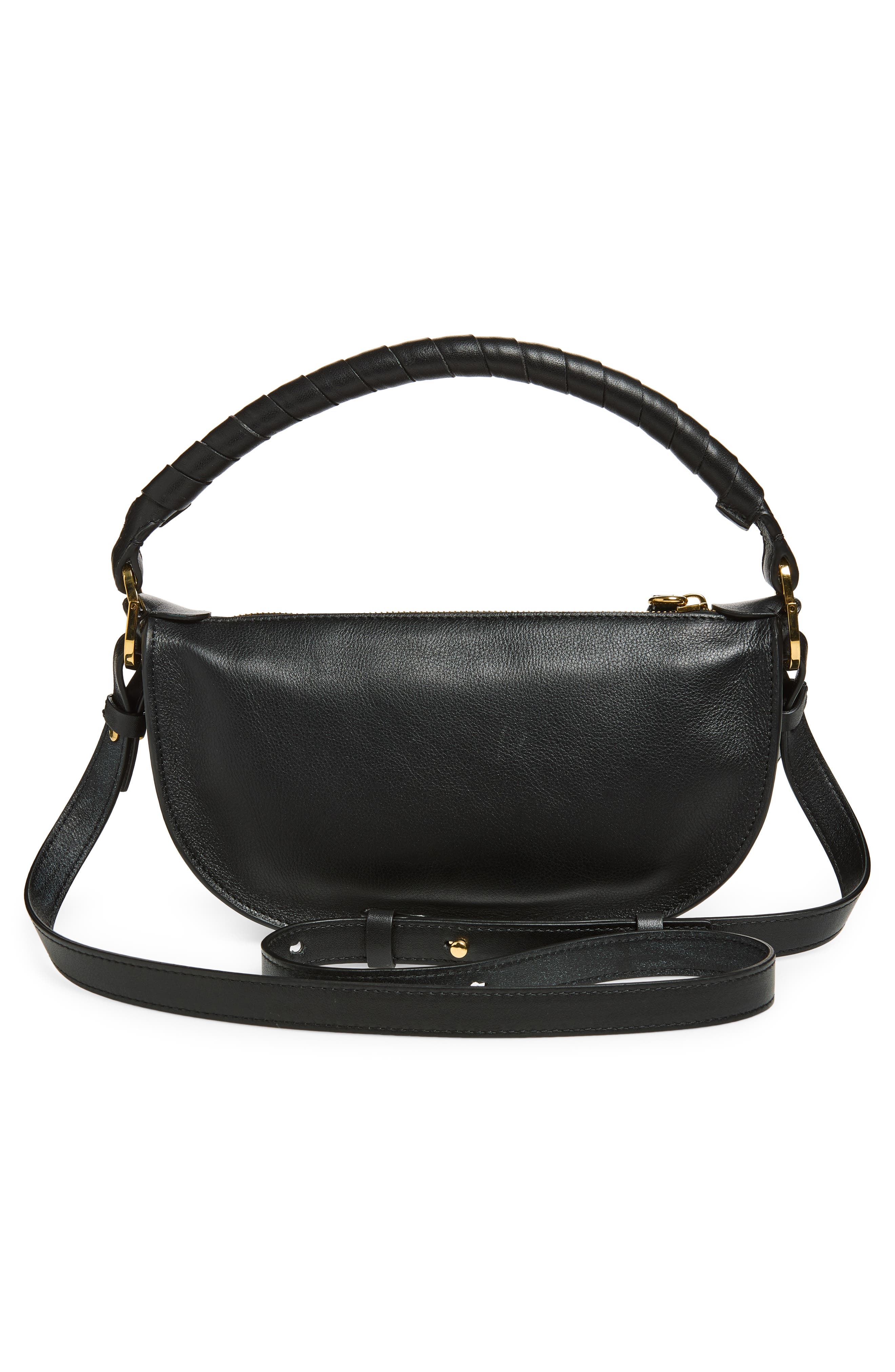 Chloé Mini Marcie Leather Camera Shoulder Bag, Alternate, color, Black