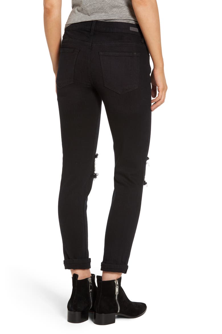 Destroyed Boyfriend Jeans, Alternate, color, BLACK