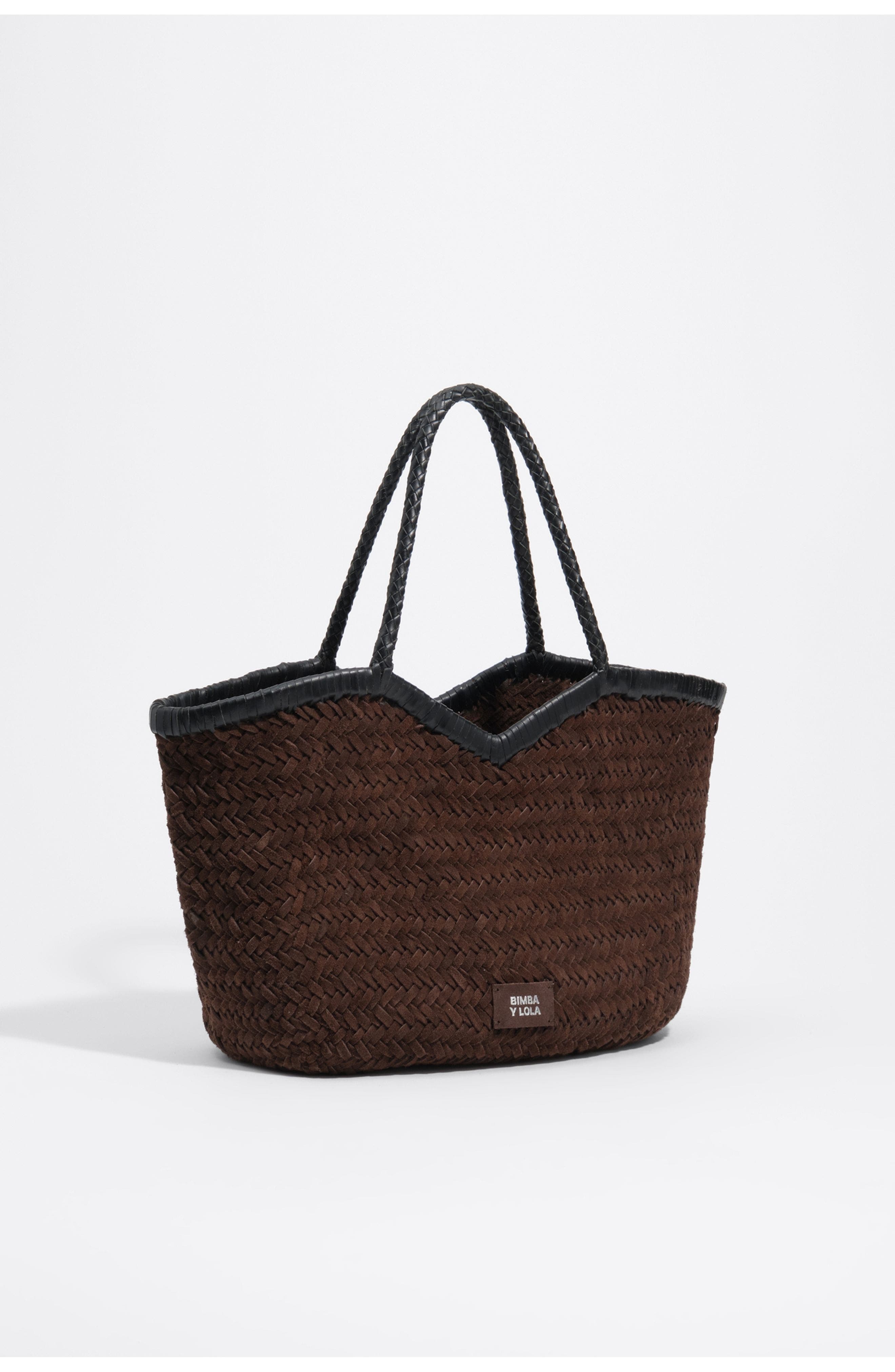 Large Braided Leather Shopper, Main, color, CHOCOLATE