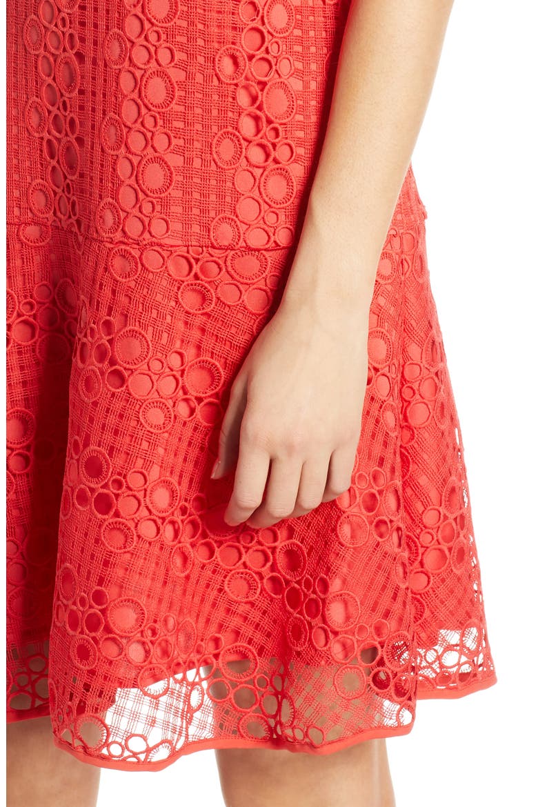 Circle Lace Drop Waist Dress, Alternate, color, CORAL PUNCH