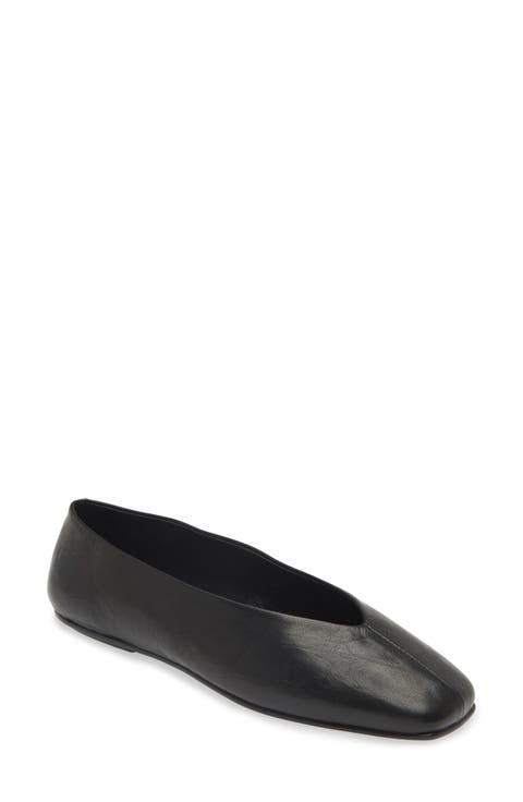 靴 KIMHEKIM MONROE SQUARE TOE FLATS (BLACK) KIMHEKIM｜MONROE BALLERINA FLAT