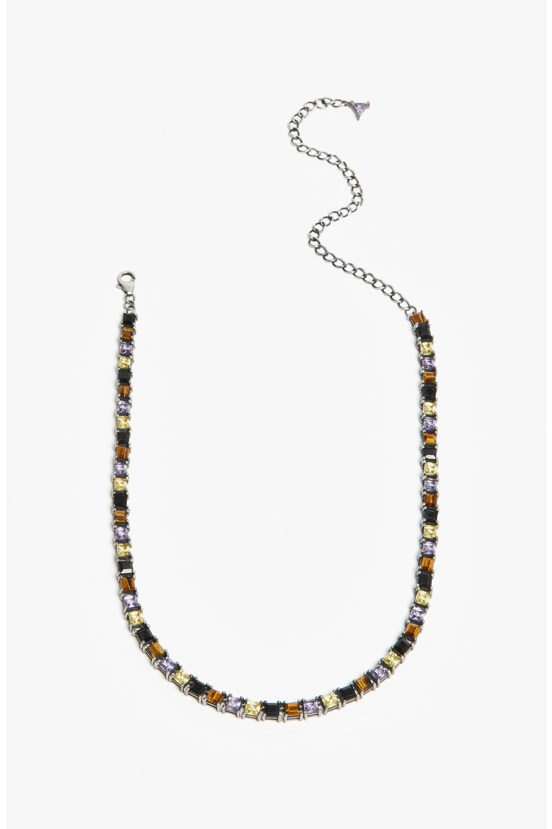 Punk Rocks Tennis Necklace, Main, color, Brown