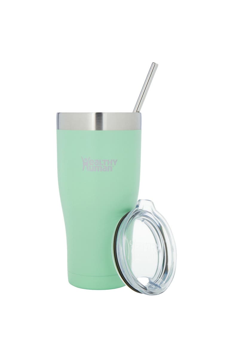 Healthy Human Stainless Steel Tumbler with Straw & Lid, 32 oz Seamist, Main, color, 