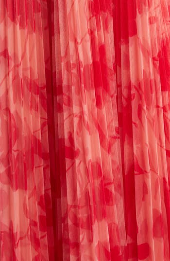 Print Pleated Sleeveless Maxi Dress