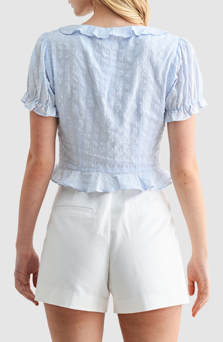 Lush Ruffle Trim Tie Front Top, Alternate, color, Light Blue