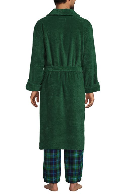 Lands' End Calf Length Turkish Terry Robe In Green