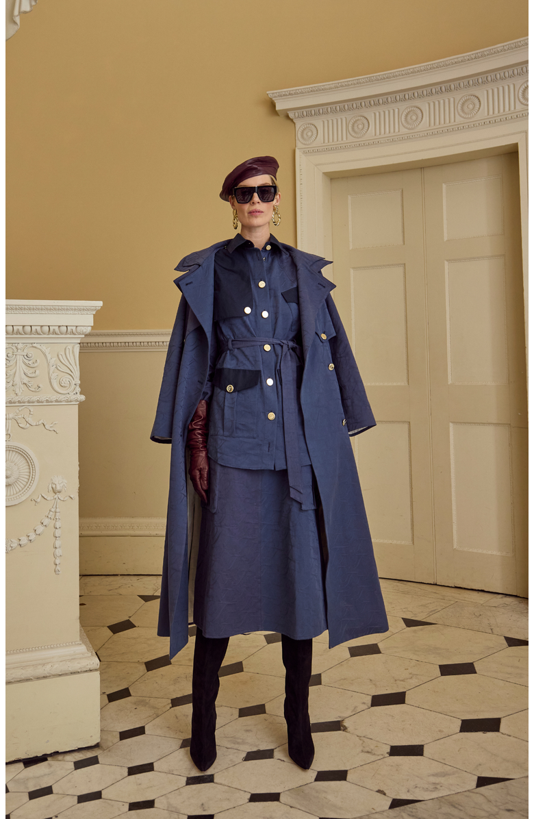 Temperley London Victory Trench Coat, Alternate, color, Sea Blue