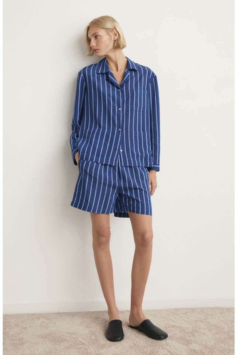 Stripe Pajama Shorts, Alternate, color, INDIGO BLUE