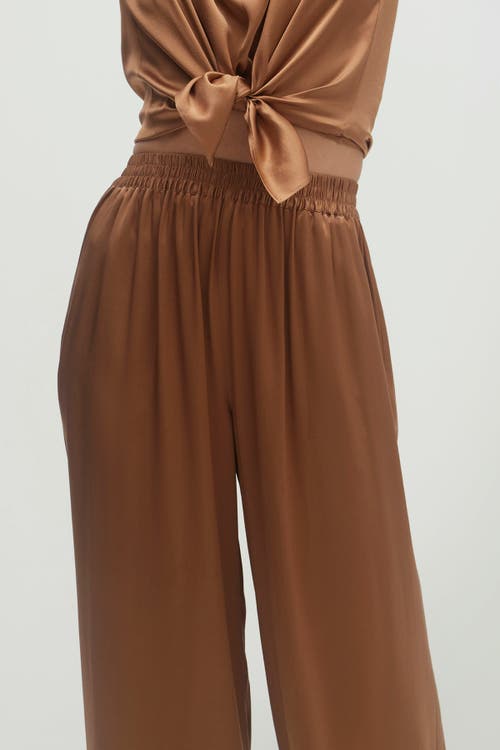 Naked Cashmere Evan Silk Wide Leg Pant In Brown