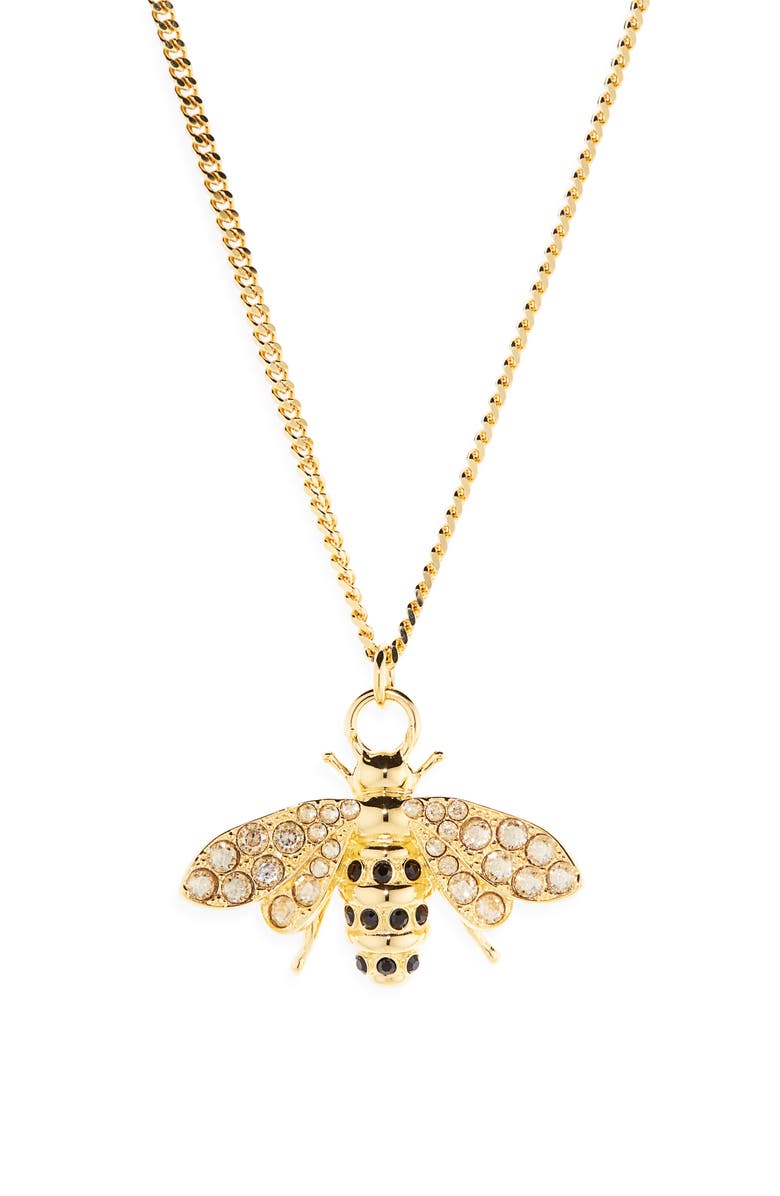 Oscar de la Renta Small Bee Pendant Necklace, Main, color, Golden Shadow