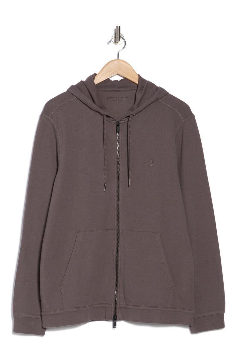 Double Knit Zip-Up Hoodie, Alternate, color, METAL GREY