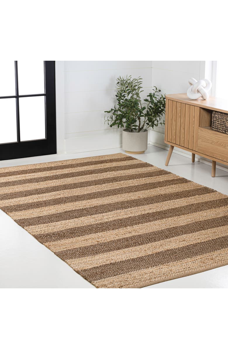 JONATHAN Y Jayden Rustic Farmhouse Woven Jute Stripe Area Rug, Alternate, color, Natural/Brown