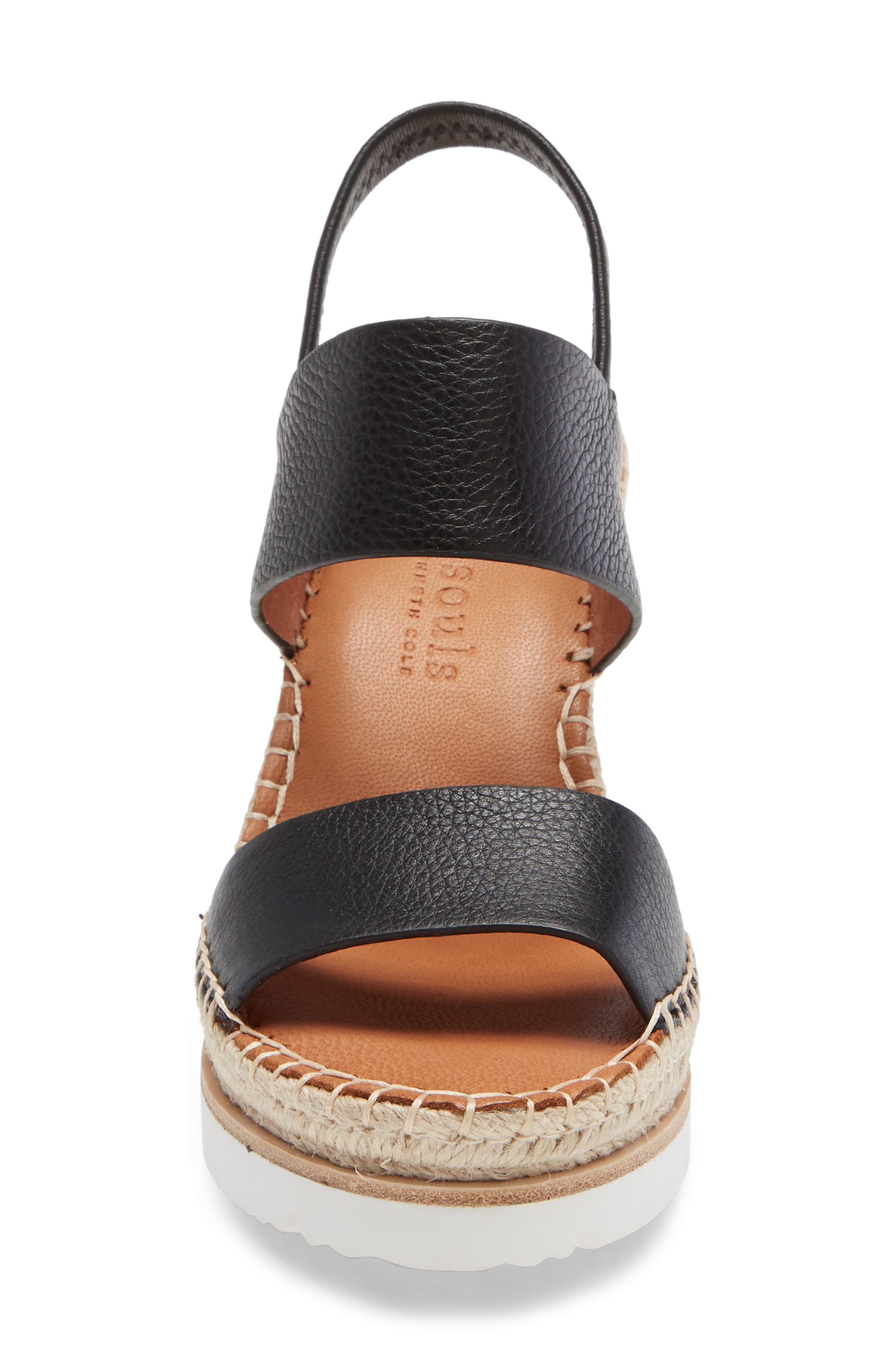 Gentle Souls by Kenneth Cole Elyssa Platform Wedge Sandal, Alternate, color, Black Leather