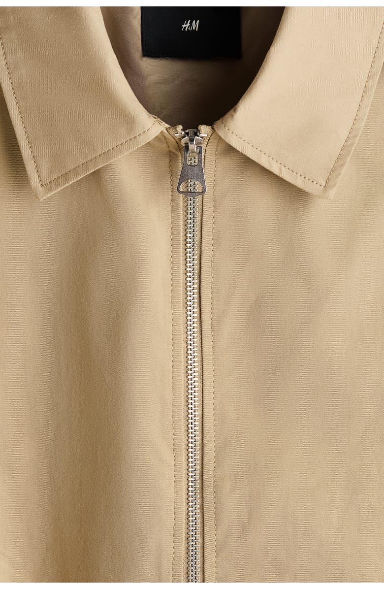H&M Collared Cotton Jacket, Alternate, color, Beige
