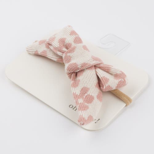 Oh Baby! Brand Mod Flowers Tie Bow Nylon Headband- Infant In Pink