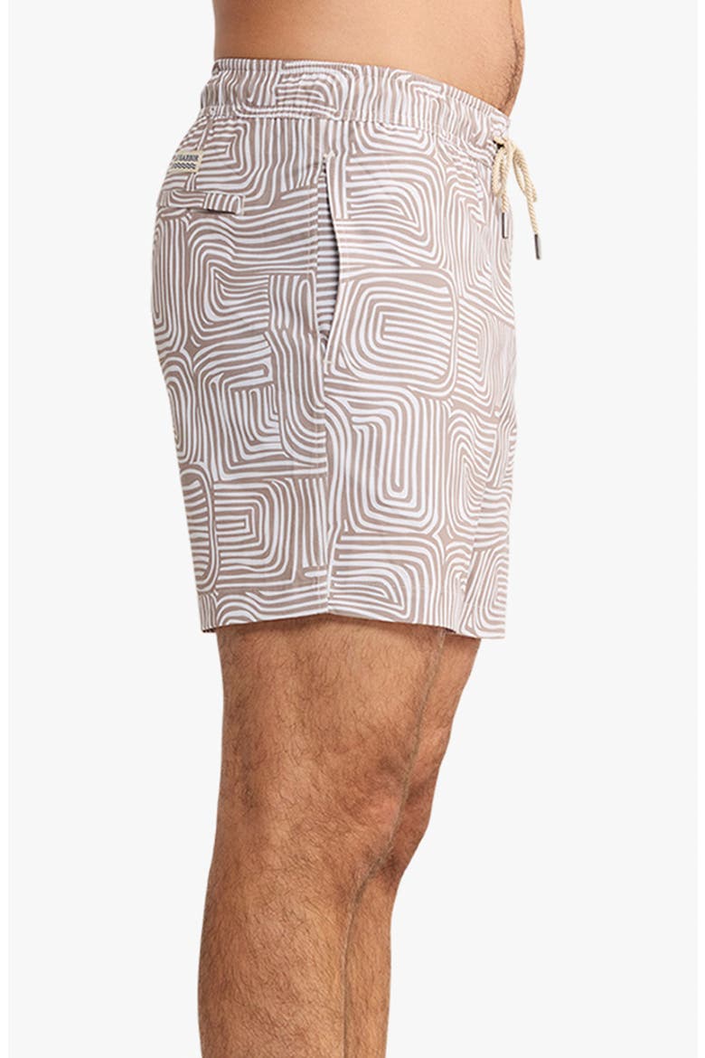 The Bayberry Medallion Print Water Repellent Swim Trunks, Alternate, color, WAVY SANDS