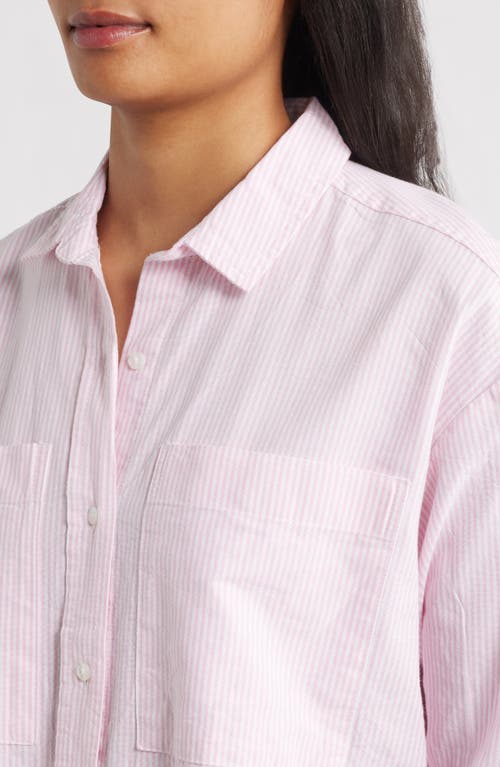 Beachlunchlounge Everly Stripe Cotton Button-up Shirt In Pink
