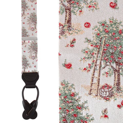 Fall Apple Orchard Silk Novelty Button End Suspenders