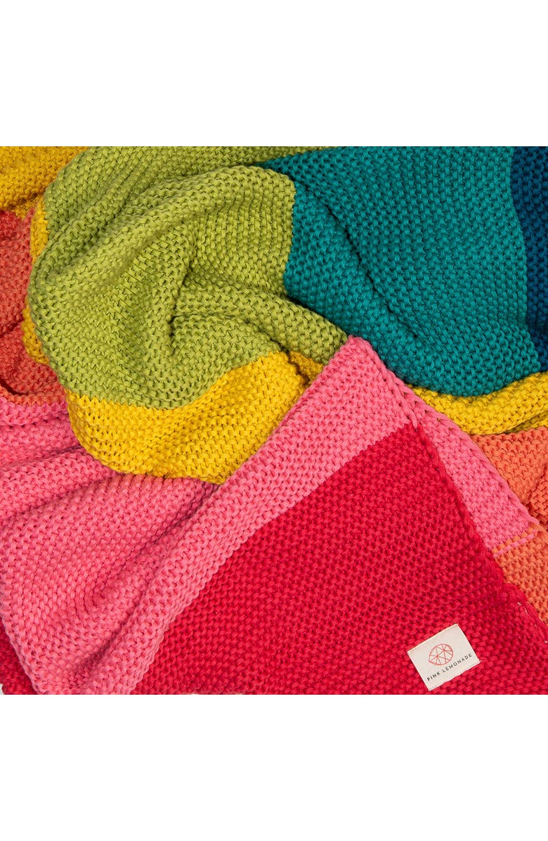 Pink Lemonade Rainbow Love Organic Cotton Throw Blanket, Alternate, color, Rainbow